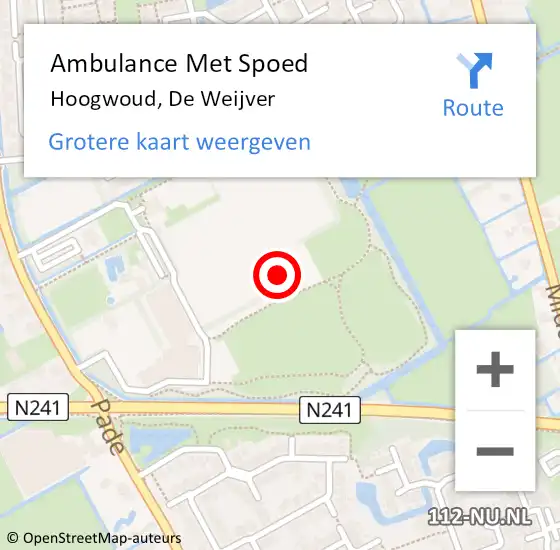 Locatie op kaart van de 112 melding: Ambulance Met Spoed Naar Hoogwoud, De Weijver op 25 januari 2023 20:54