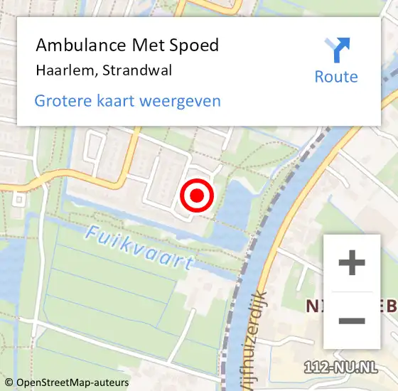 Locatie op kaart van de 112 melding: Ambulance Met Spoed Naar Haarlem, Strandwal op 25 januari 2023 21:12