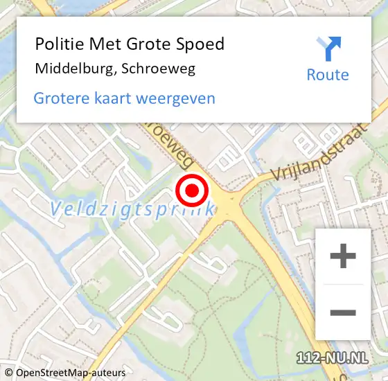 Locatie op kaart van de 112 melding: Politie Met Grote Spoed Naar Middelburg, Schroeweg op 25 januari 2023 21:25