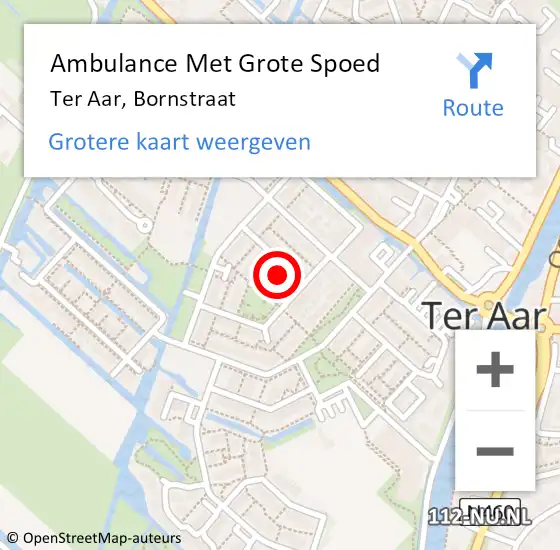 Locatie op kaart van de 112 melding: Ambulance Met Grote Spoed Naar Ter Aar, Bornstraat op 25 januari 2023 21:43