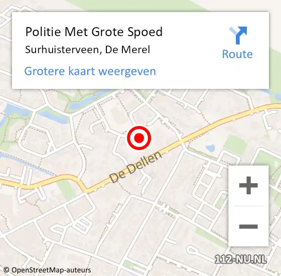 Locatie op kaart van de 112 melding: Politie Met Grote Spoed Naar Surhuisterveen, De Merel op 25 januari 2023 21:54