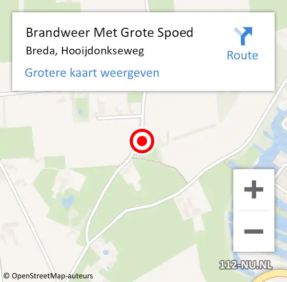 Locatie op kaart van de 112 melding: Brandweer Met Grote Spoed Naar Breda, Hooijdonkseweg op 25 januari 2023 21:59