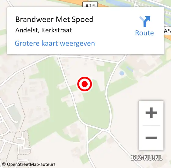 Locatie op kaart van de 112 melding: Brandweer Met Spoed Naar Andelst, Kerkstraat op 25 januari 2023 22:40