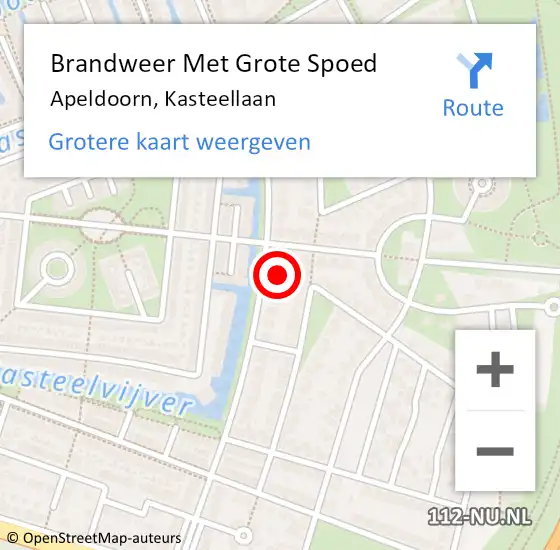 Locatie op kaart van de 112 melding: Brandweer Met Grote Spoed Naar Apeldoorn, Kasteellaan op 25 januari 2023 23:25