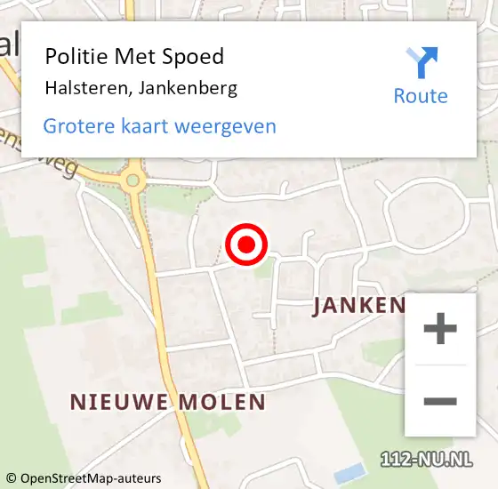 Locatie op kaart van de 112 melding: Politie Met Spoed Naar Halsteren, Jankenberg op 25 januari 2023 23:26