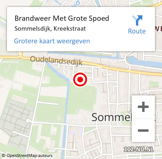 Locatie op kaart van de 112 melding: Brandweer Met Grote Spoed Naar Sommelsdijk, Kreekstraat op 25 januari 2023 23:45