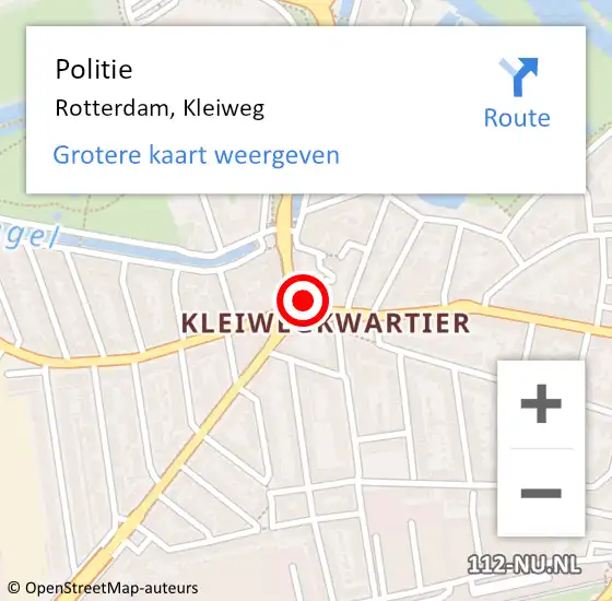 Locatie op kaart van de 112 melding: Politie Rotterdam, Kleiweg op 25 januari 2023 23:50