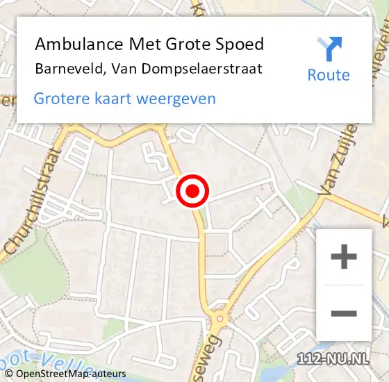 Locatie op kaart van de 112 melding: Ambulance Met Grote Spoed Naar Barneveld, Van Dompselaerstraat op 25 januari 2023 23:59