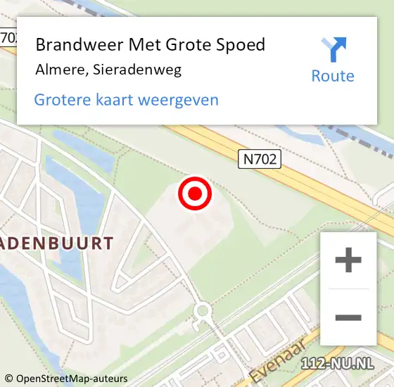 Locatie op kaart van de 112 melding: Brandweer Met Grote Spoed Naar Almere, Sieradenweg op 26 januari 2023 00:04