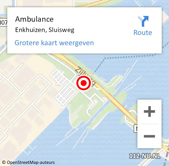 Locatie op kaart van de 112 melding: Ambulance Enkhuizen, Sluisweg op 26 januari 2023 00:14