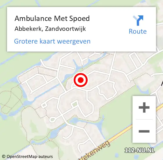 Locatie op kaart van de 112 melding: Ambulance Met Spoed Naar Abbekerk, Zandvoortwijk op 13 augustus 2014 13:13