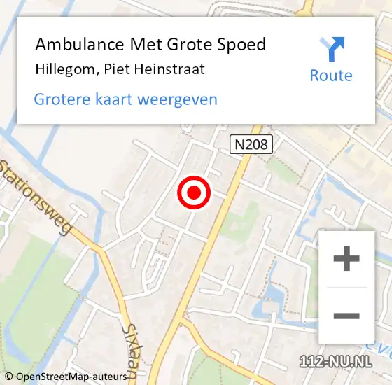 Locatie op kaart van de 112 melding: Ambulance Met Grote Spoed Naar Hillegom, Piet Heinstraat op 26 januari 2023 00:55