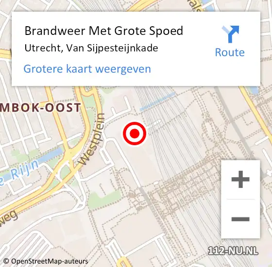 Locatie op kaart van de 112 melding: Brandweer Met Grote Spoed Naar Utrecht, Van Sijpesteijnkade op 26 januari 2023 01:13