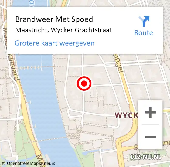 Locatie op kaart van de 112 melding: Brandweer Met Spoed Naar Maastricht, Wycker Grachtstraat op 26 januari 2023 01:38