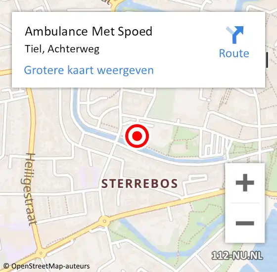 Locatie op kaart van de 112 melding: Ambulance Met Spoed Naar Tiel, Achterweg op 26 januari 2023 01:40