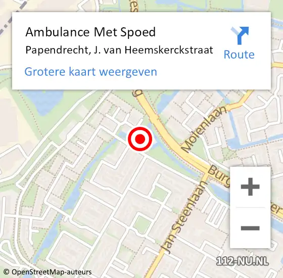 Locatie op kaart van de 112 melding: Ambulance Met Spoed Naar Papendrecht, J. van Heemskerckstraat op 26 januari 2023 02:39