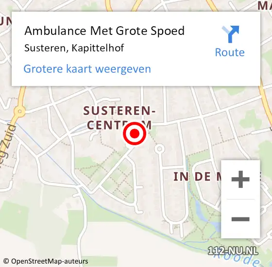 Locatie op kaart van de 112 melding: Ambulance Met Grote Spoed Naar Susteren, Kapittelhof op 26 januari 2023 02:49