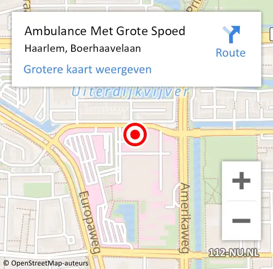 Locatie op kaart van de 112 melding: Ambulance Met Grote Spoed Naar Haarlem, Boerhaavelaan op 26 januari 2023 03:12