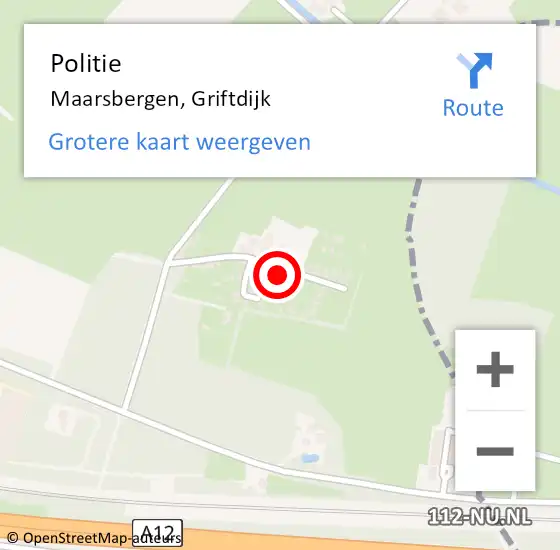 Locatie op kaart van de 112 melding: Politie Maarsbergen, Griftdijk op 26 januari 2023 03:40