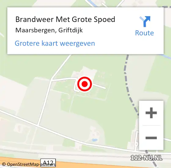 Locatie op kaart van de 112 melding: Brandweer Met Grote Spoed Naar Maarsbergen, Griftdijk op 26 januari 2023 03:40