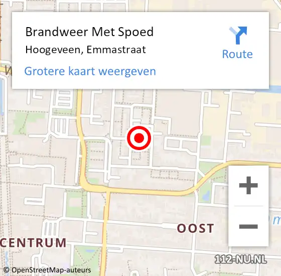 Locatie op kaart van de 112 melding: Brandweer Met Spoed Naar Hoogeveen, Emmastraat op 26 januari 2023 04:11