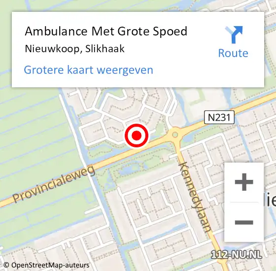 Locatie op kaart van de 112 melding: Ambulance Met Grote Spoed Naar Nieuwkoop, Slikhaak op 26 januari 2023 04:41