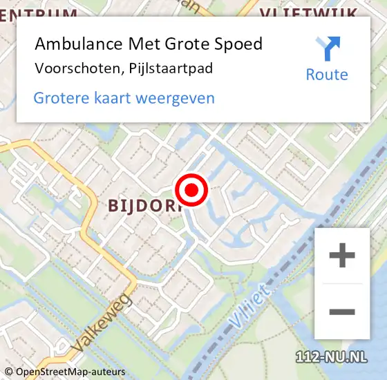 Locatie op kaart van de 112 melding: Ambulance Met Grote Spoed Naar Voorschoten, Pijlstaartpad op 26 januari 2023 06:45