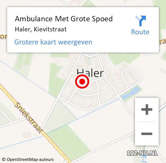 Locatie op kaart van de 112 melding: Ambulance Met Grote Spoed Naar Haler, Kievitstraat op 26 januari 2023 06:51