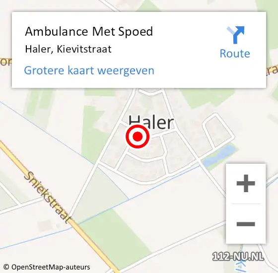 Locatie op kaart van de 112 melding: Ambulance Met Spoed Naar Haler, Kievitstraat op 26 januari 2023 07:42