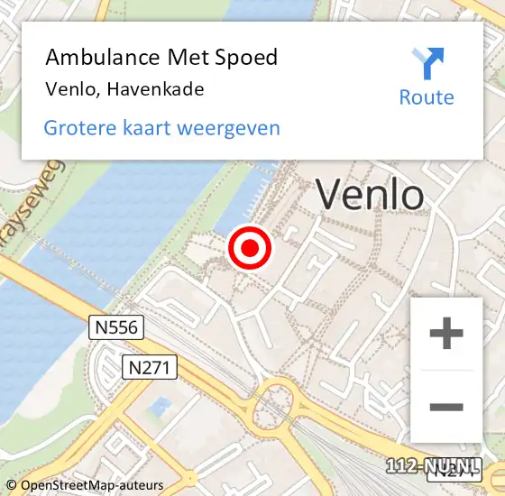 Locatie op kaart van de 112 melding: Ambulance Met Spoed Naar Venlo, Havenkade op 26 januari 2023 07:47