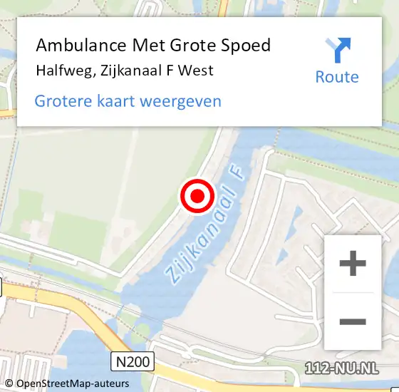 Locatie op kaart van de 112 melding: Ambulance Met Grote Spoed Naar Halfweg, Zijkanaal F West op 26 januari 2023 08:01