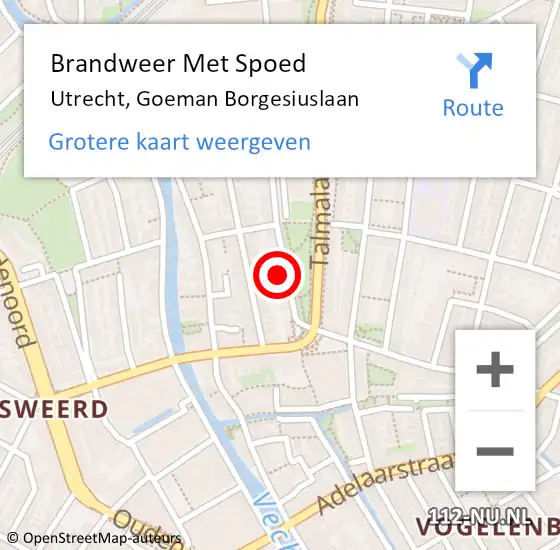 Locatie op kaart van de 112 melding: Brandweer Met Spoed Naar Utrecht, Goeman Borgesiuslaan op 26 januari 2023 08:30