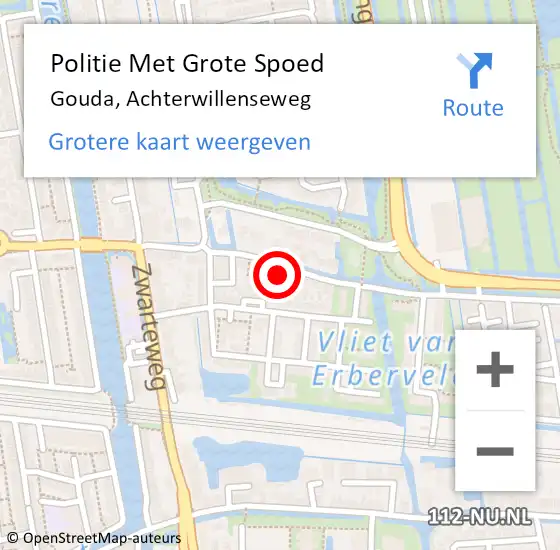 Locatie op kaart van de 112 melding: Politie Met Grote Spoed Naar Gouda, Achterwillenseweg op 26 januari 2023 08:34