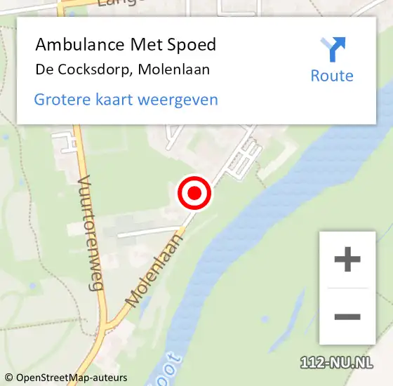Locatie op kaart van de 112 melding: Ambulance Met Spoed Naar De Cocksdorp, Molenlaan op 26 januari 2023 08:39