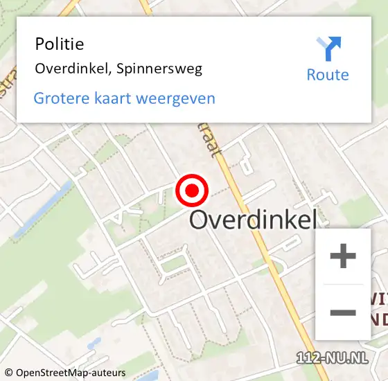 Locatie op kaart van de 112 melding: Politie Overdinkel, Spinnersweg op 26 januari 2023 08:44