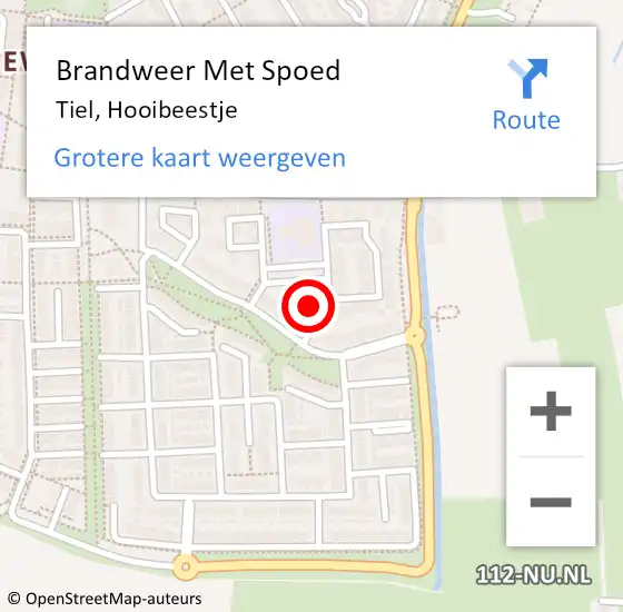 Locatie op kaart van de 112 melding: Brandweer Met Spoed Naar Tiel, Hooibeestje op 26 januari 2023 08:50