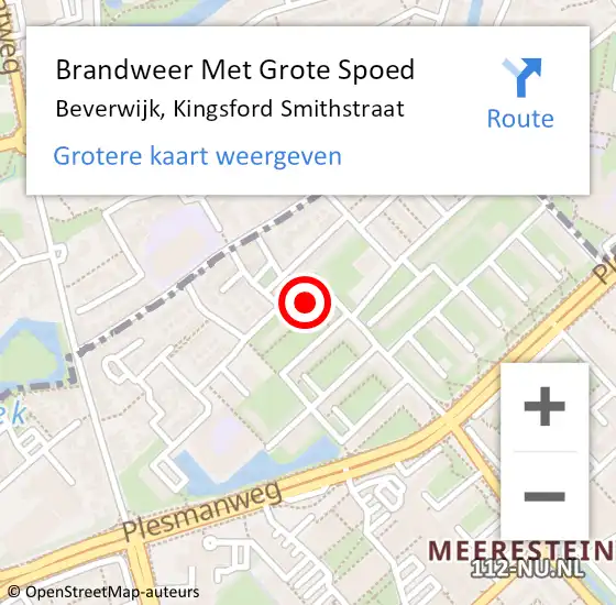 Locatie op kaart van de 112 melding: Brandweer Met Grote Spoed Naar Beverwijk, Kingsford Smithstraat op 26 januari 2023 09:03