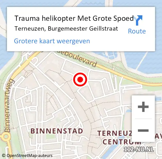 Locatie op kaart van de 112 melding: Trauma helikopter Met Grote Spoed Naar Terneuzen, Burgemeester Geillstraat op 26 januari 2023 09:21