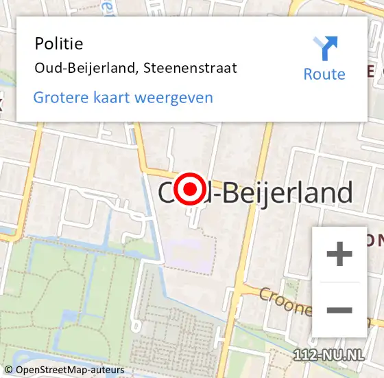 Locatie op kaart van de 112 melding: Politie Oud-Beijerland, Steenenstraat op 26 januari 2023 09:49