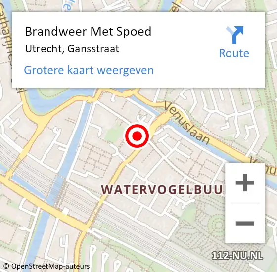 Locatie op kaart van de 112 melding: Brandweer Met Spoed Naar Utrecht, Gansstraat op 26 januari 2023 09:57