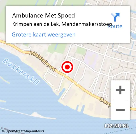 Locatie op kaart van de 112 melding: Ambulance Met Spoed Naar Krimpen aan de Lek, Mandenmakersstoep op 26 januari 2023 10:00