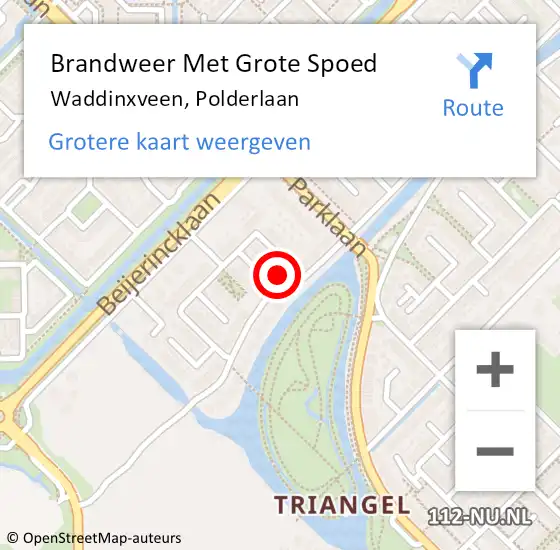 Locatie op kaart van de 112 melding: Brandweer Met Grote Spoed Naar Waddinxveen, Polderlaan op 26 januari 2023 10:47