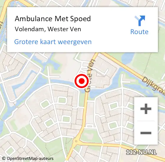 Locatie op kaart van de 112 melding: Ambulance Met Spoed Naar Volendam, Wester Ven op 26 januari 2023 10:51