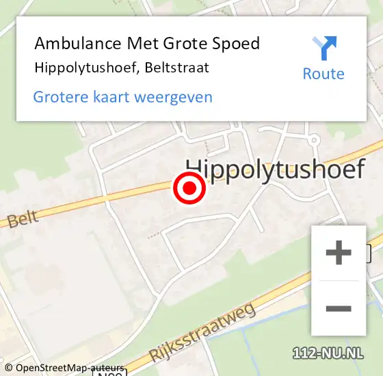 Locatie op kaart van de 112 melding: Ambulance Met Grote Spoed Naar Hippolytushoef, Beltstraat op 26 januari 2023 11:07