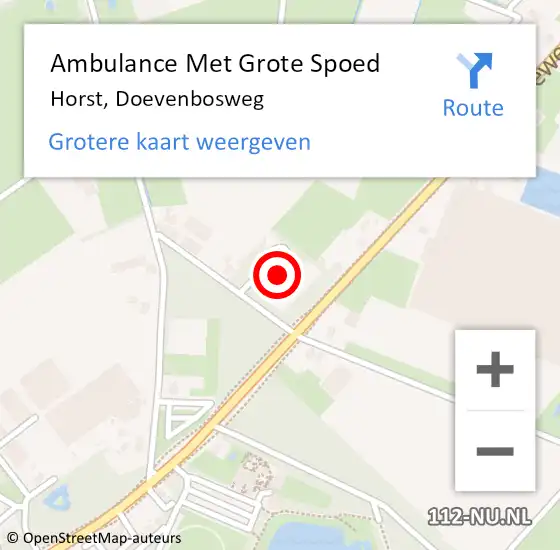 Locatie op kaart van de 112 melding: Ambulance Met Grote Spoed Naar Horst, Doevenbosweg op 26 januari 2023 11:28