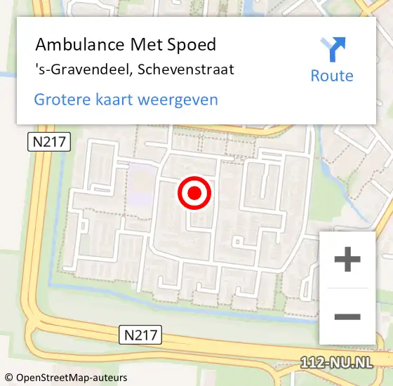 Locatie op kaart van de 112 melding: Ambulance Met Spoed Naar 's-Gravendeel, Schevenstraat op 26 januari 2023 11:30