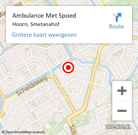 Locatie op kaart van de 112 melding: Ambulance Met Spoed Naar Hoorn, Smetanahof op 26 januari 2023 11:51