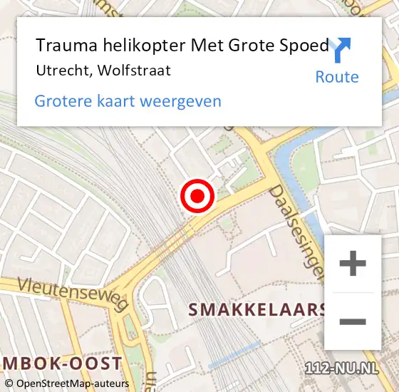 Locatie op kaart van de 112 melding: Trauma helikopter Met Grote Spoed Naar Utrecht, Wolfstraat op 26 januari 2023 12:11