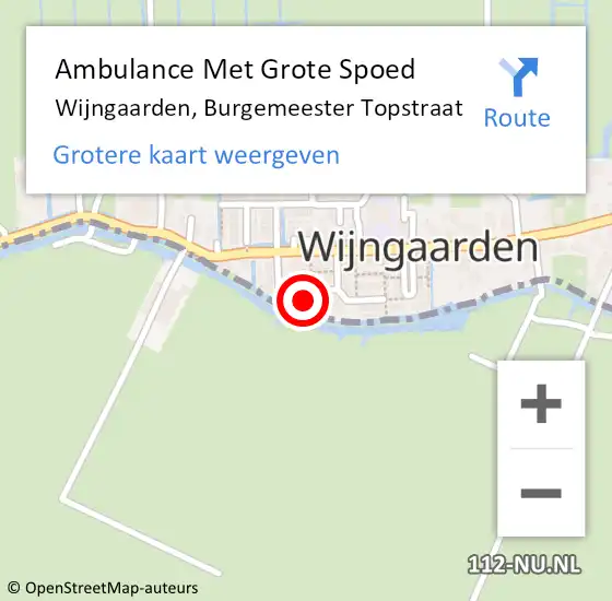 Locatie op kaart van de 112 melding: Ambulance Met Grote Spoed Naar Wijngaarden, Burgemeester Topstraat op 26 januari 2023 12:11