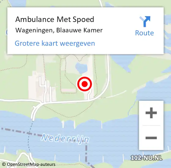 Locatie op kaart van de 112 melding: Ambulance Met Spoed Naar Wageningen, Blaauwe Kamer op 26 januari 2023 12:40